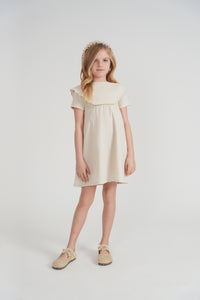 Linen Girls Dress With Embroidery