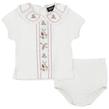 Baby Girls Embroidery Floral Front Colomn 2 PCS