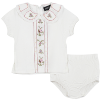 Baby Girls Embroidery Floral Front Colomn 2 PCS