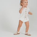 Baby Girls Embroidery Floral Front Colomn 2 PCS