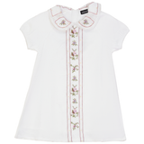 Girls Embroidery Floral Front Colomn Dress