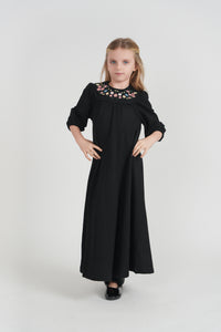 Girls Seersucker Robe With Embroidery