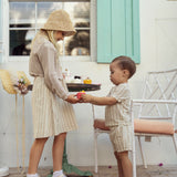 Boys Cotton Striped Design Shirt And Shorts Set