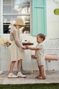 Boys Cotton Striped Design Shirt And Shorts Set