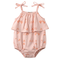 Baby Girls Faded Printed Bubble Onesie With Ruffle