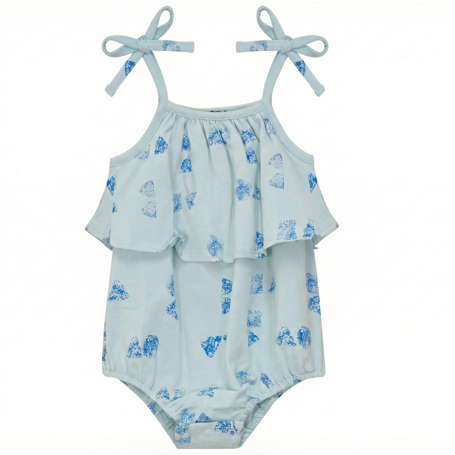 Baby Girls Faded Printed Bubble Onesie With Ruffle