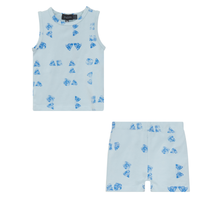 Faded Printed Sleeveless Top And Shorts Set