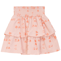 Girls Faded Printed Layered Skirt With Smocking Waist