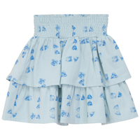 Girls Faded Printed Layered Skirt With Smocking Waist