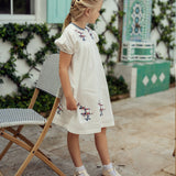 Girls Woven Cotton Dress With Embroidery