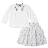 Cotton 2 PC Girl Set With Floral Vine Printed Skirt