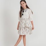 Cotton 2 PC Girl Set With Floral Vine Printed Skirt