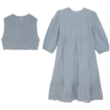 Girls Embroidery Cotton Dress With Vest
