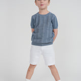 Boys Textured Colomn Design Knit Sweater