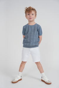 Boys Textured Colomn Design Knit Sweater