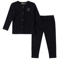 Girls Rib Button Down Top With Pant Set