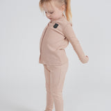 Girls Rib Button Down Top With Pant Set