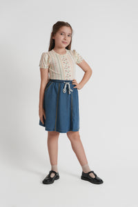 Printed Cotton Rib Girls T Shirt