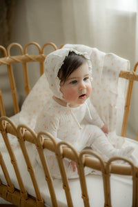 Baby Pointelle Rib Baby Stretchie With Gauze Bonnet
