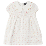 Girls Print Gauze Dress With Scallop Edge Collar