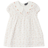 Girls Print Gauze Dress With Scallop Edge Collar
