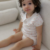 Girls Pointelle Rib Top With Waist Embroidery Gauze Panty