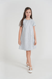 Girls Floral Embroidery With Applique Dress