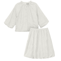 Girls Floral Embroidery With Applique Blouse And Skirt Set