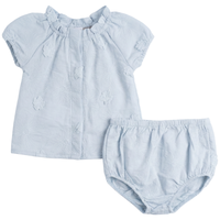 Baby Girls Floral Embroidery With Applique Blouse And Panty Set