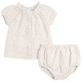Baby Girls Floral Embroidery With Applique Blouse And Panty Set