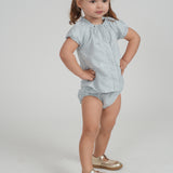 Baby Girls Floral Embroidery With Applique Blouse And Panty Set