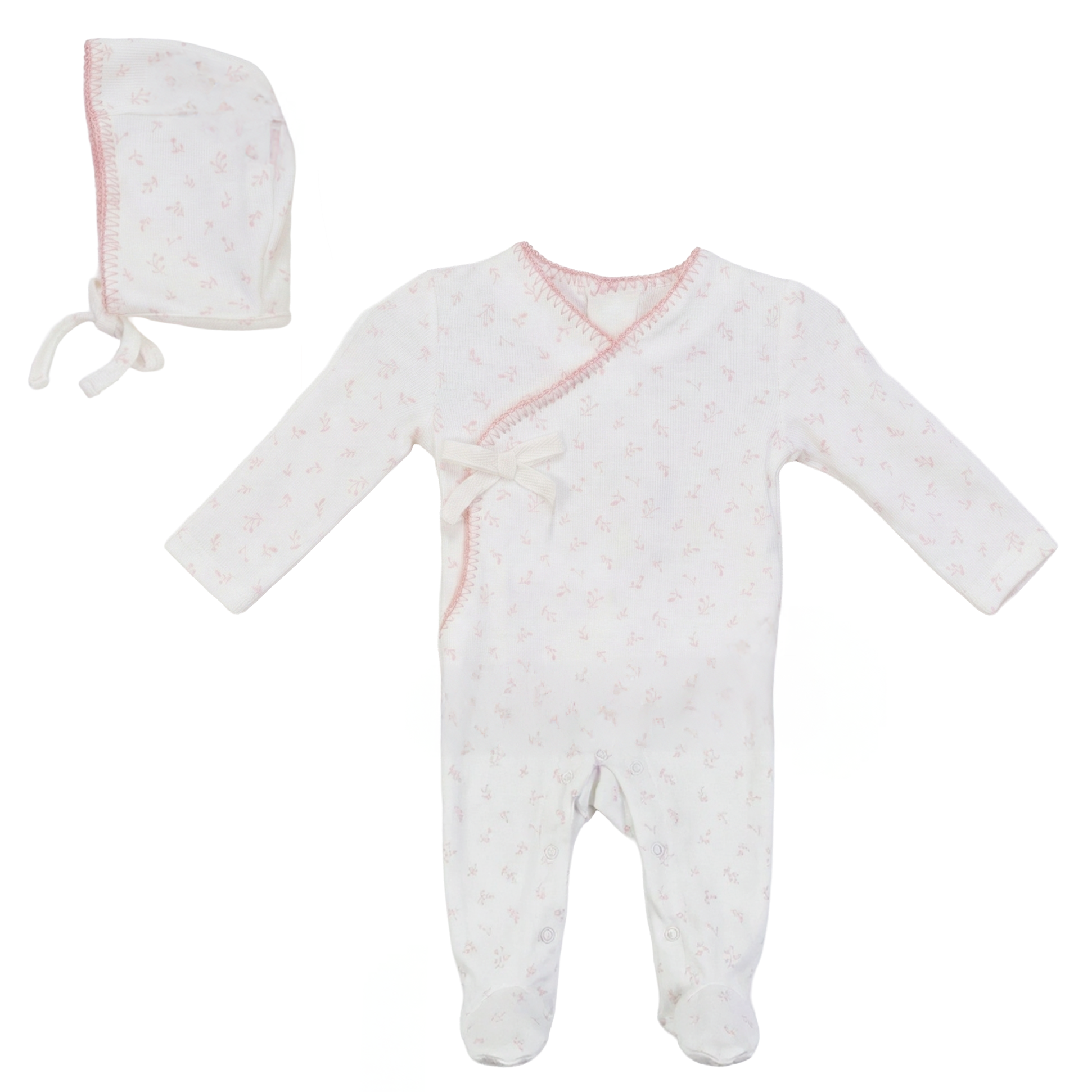 Girls Fake Wrap Cherry Rib Stretchie