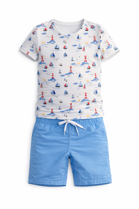 Sail Boat Print 2 PCS Swim Suit For Boys