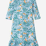 Girls 3/4 Sleeve Printed Swim Dress