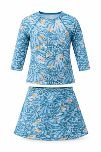 Girls 3/4 Sleeve Printed Swim Set