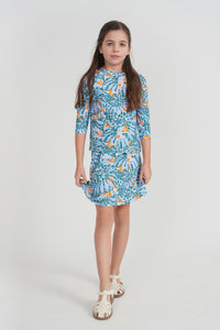 Girls 3/4 Sleeve Printed Swim Set