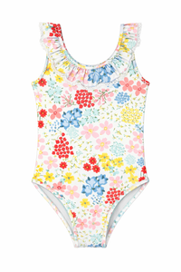 Girls Floral Print Swim Suit