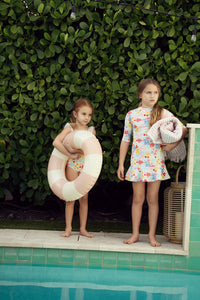 Girls Floral Print Swim Suit