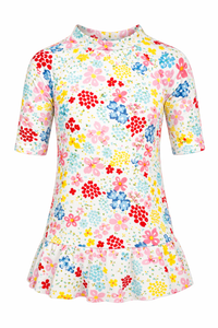 Girls Floral Print Swim Dress