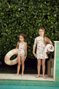 Girls Floral Print Swim Dress