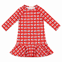 3/4 Sleeve Checked Print Swim Dress