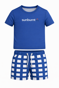 Checked Print Swim Set For Boy
