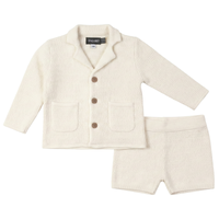 Boys Textured Knit Blazer With Shorts Set