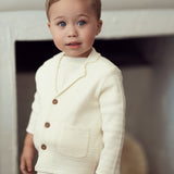 Boys Textured Knit Blazer With Shorts Set