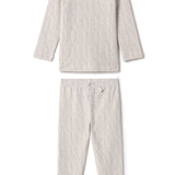 Fine Rib With Small Line Print Long Set