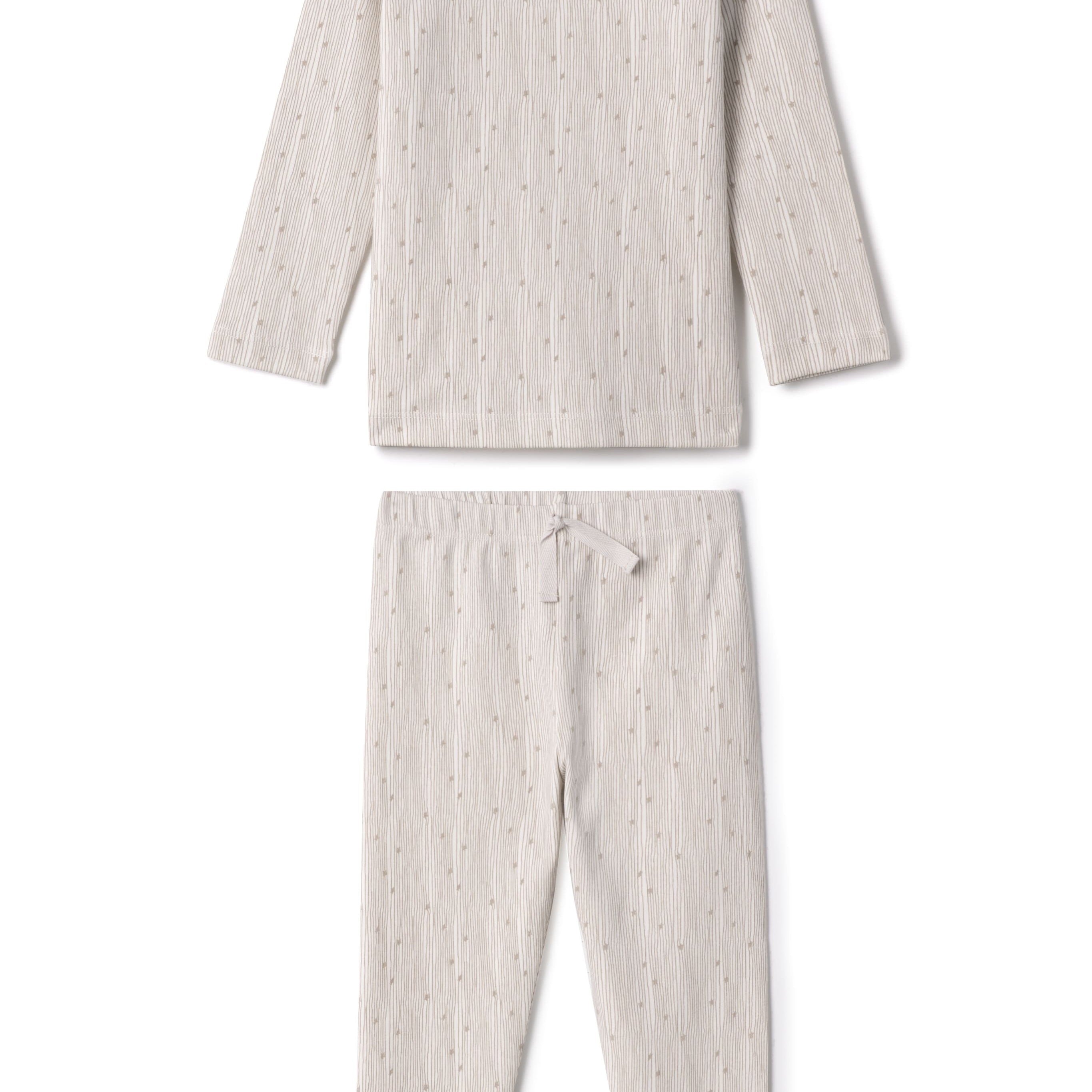 Fine Rib With Small Line Print Long Set