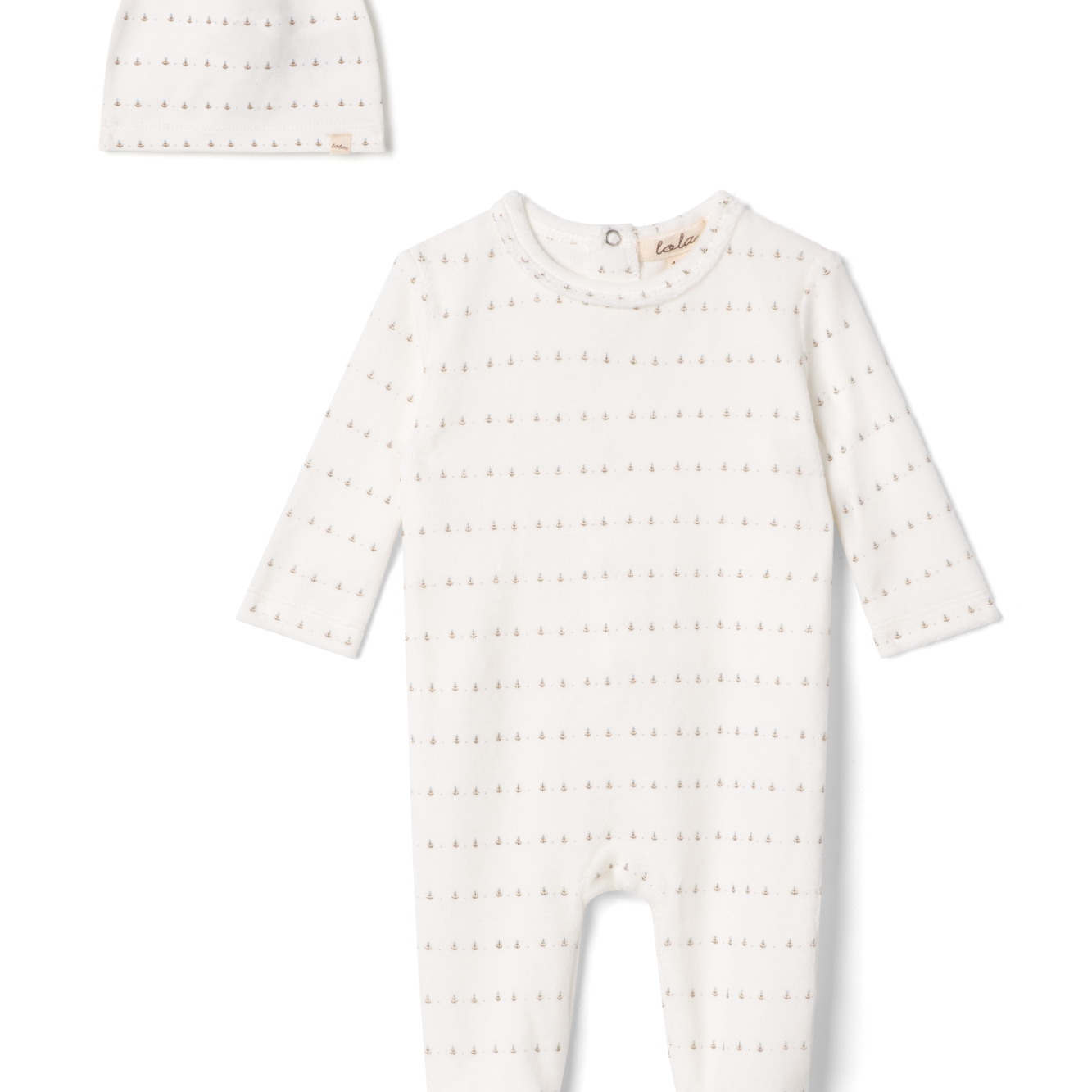 Baby Velour Romper Set With Small Print