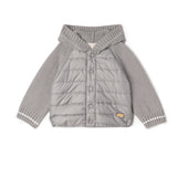 Quilted Coat With Pointy Knit Hood