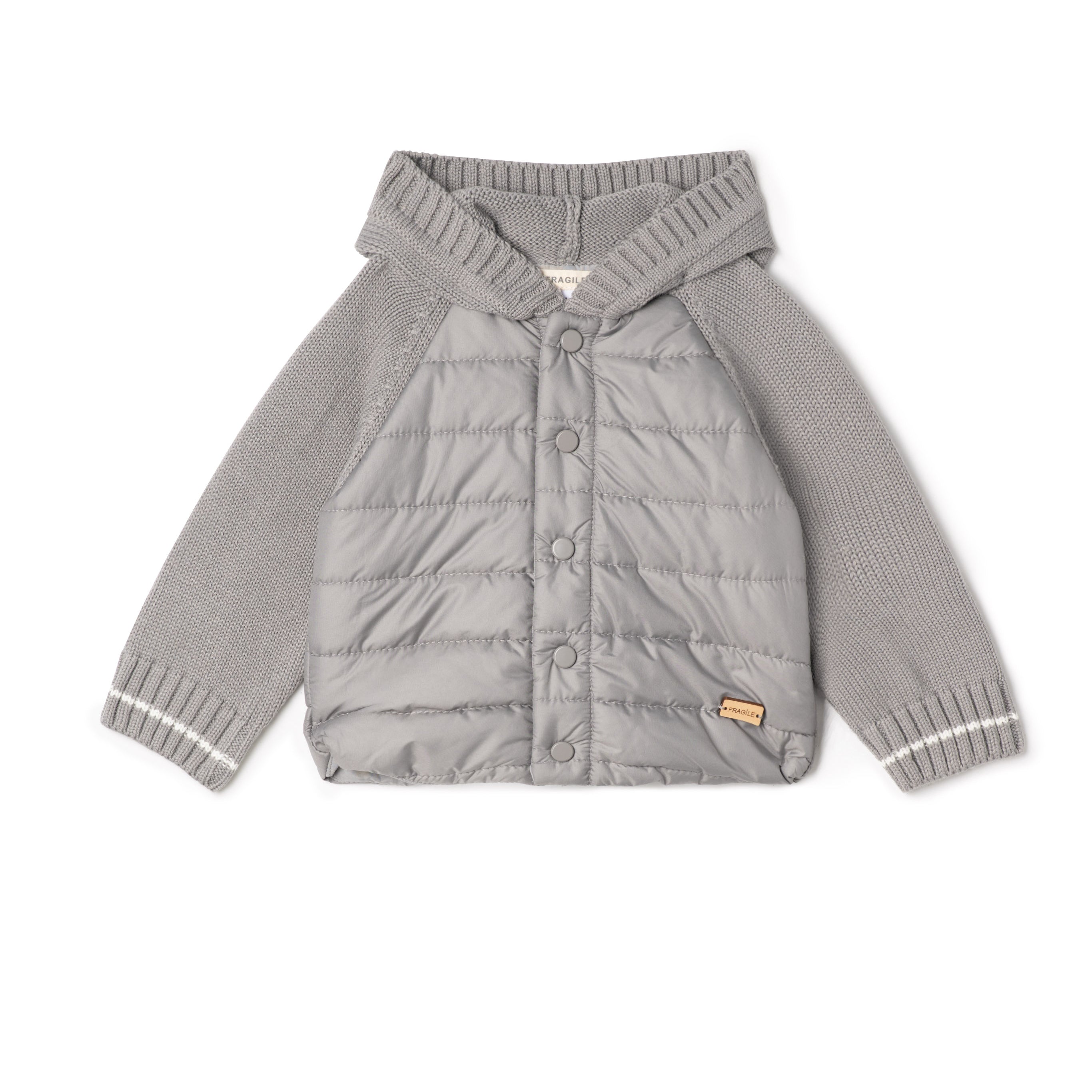 Quilted Coat With Pointy Knit Hood