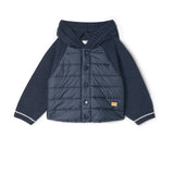 Quilted Coat With Pointy Knit Hood